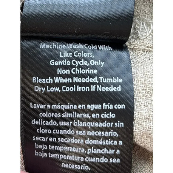 Larry Levine Womens Size XL Khaki Linen Blend  Roll-up Tab Sleeves - Picture 5 of 9